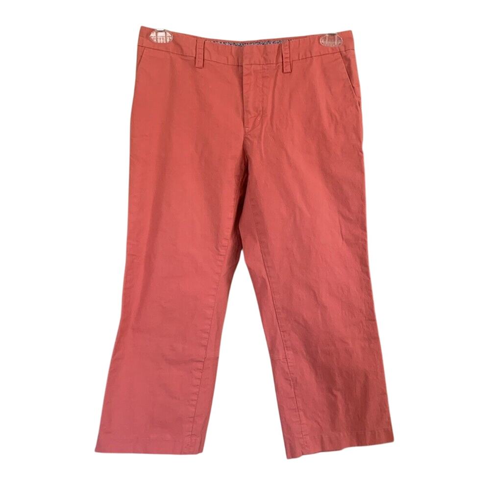 Vineyard Vines Pink Salmon Cropped Flat Front Chino Pants Size 6 Coastal Preppy
